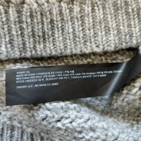 Theory Gray Slouchy V Neck Textured Sweater, Size S - Picture 9 of 12